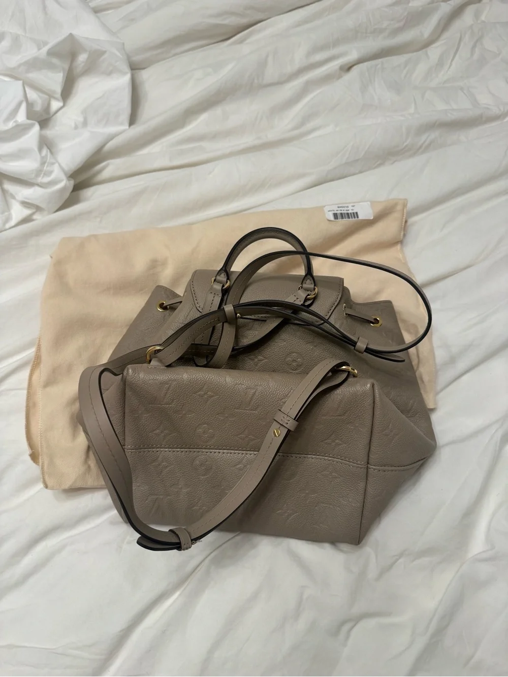 Louis Vuitton Taupe Monogram Empreinte Drawstring Shoulder Bag with Pink Lining